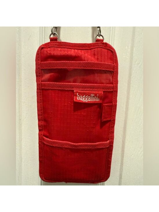 Baggallini Handbags - BAGGALLINI RED NYLON NECK STRAP, PASSPORT HOLDER, TRAVEL DOCUMENT ORGANIZER BAG